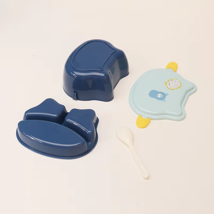 SUNSHINE PLASTIC LUNCHBOX WITH FORK BEAR BLUE