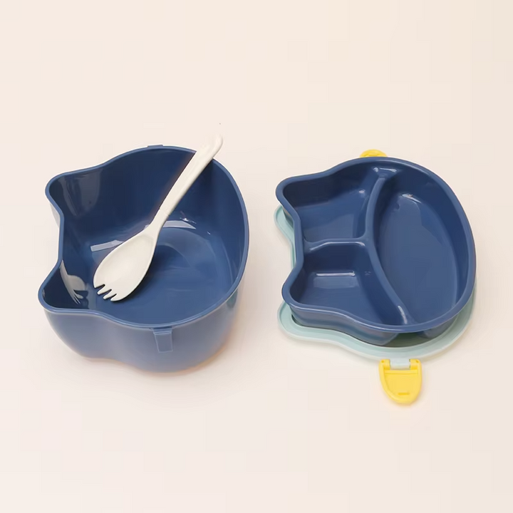 SUNSHINE PLASTIC LUNCHBOX WITH FORK BEAR BLUE