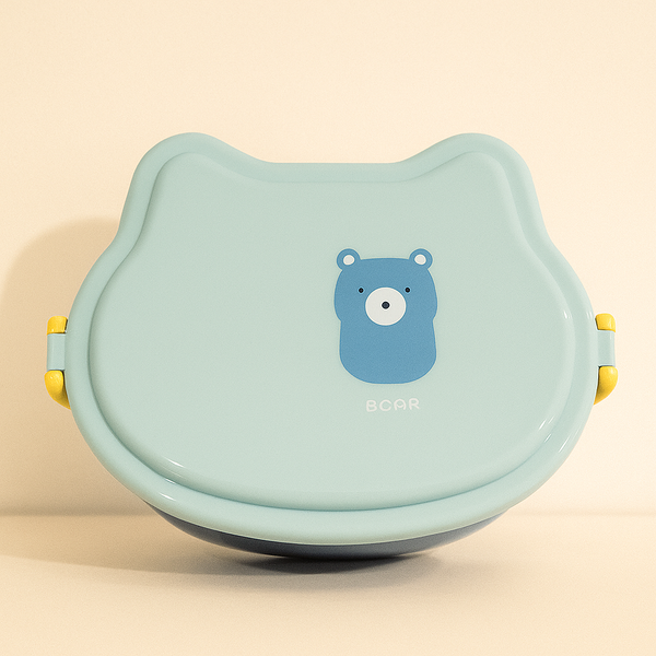 SUNSHINE PLASTIC LUNCHBOX WITH FORK BEAR BLUE