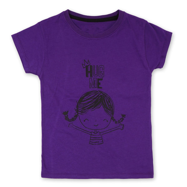 Kids T-Shirt Half Sleeves Hug Me Purple - Bloom Baby