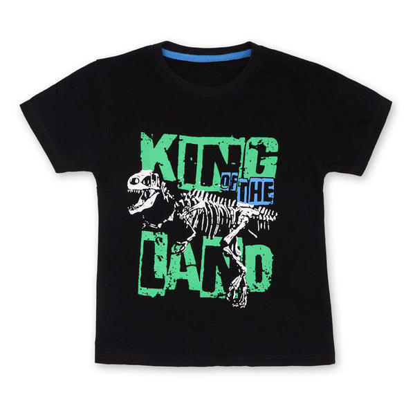 Kids T-Shirt Half Sleeves King Of Land Black - Bloom Baby
