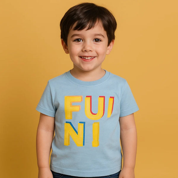 Kids T-Shirt Half Sleeves Funi Blue - Bloom Baby