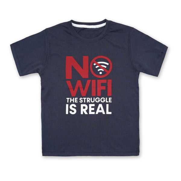 Kids T-Shirt Half Sleeves No Wi-Fi Dark Grey - Bloom Baby