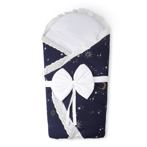 Bloom Baby Baby Carry Nest Navy Blue Moon And Stars With Bow