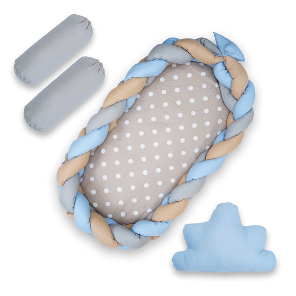 Baby Sleeping Basket Star Blue & Grey - Bloom Baby