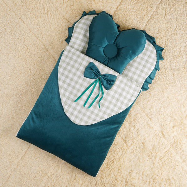 BLOOM BABY CARRY NEST BOW CHECK GREEN