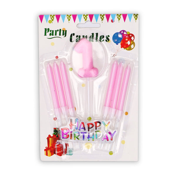 BLOOM BABY PARTY CANDLE #1 PINK 7 PCS