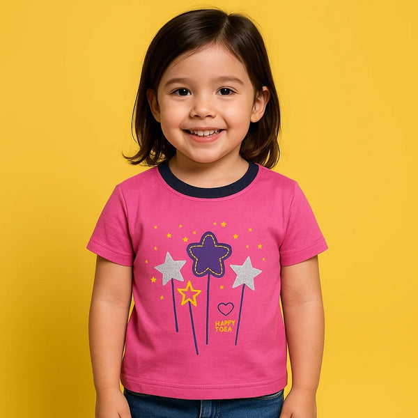 Kids Printed T-Shirt Happy Today Pink - Mini Charm