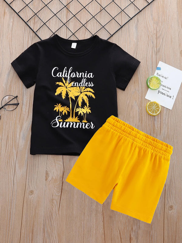 Kids T-Shirt & Short Set Summer Black - Mini Charm