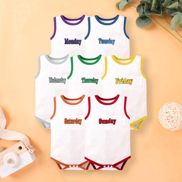 MINICHARM BODYSUIT SLEEVE LESS PACK OF 7  7 DAYS WHITE 2-3 Y