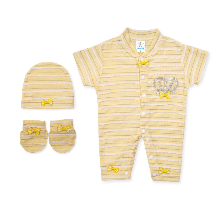 SUNSHINE BABY ROMPER PACK OF 3 STRIPES YELLOW L 6-9M