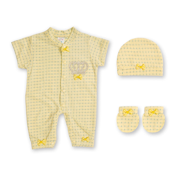 SUNSHINE BABY ROMPER PACK OF 3 SOLID YELLOW 6-9M