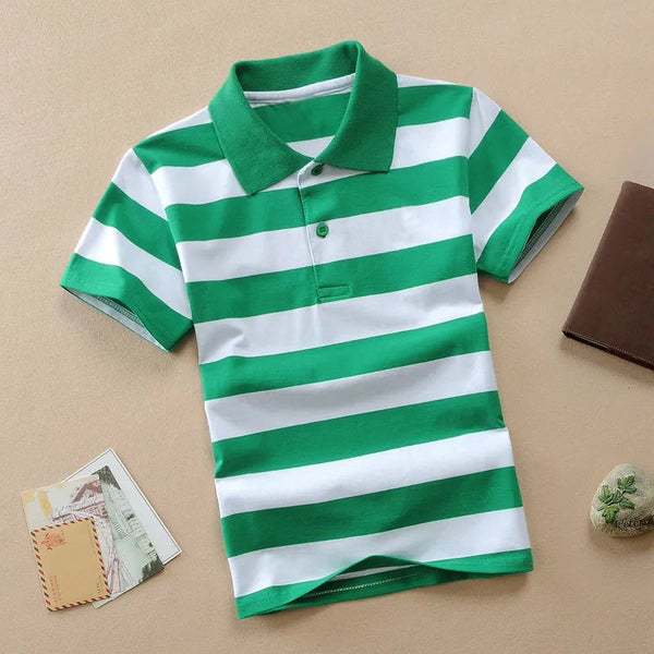 SUNSHINE KIDS POLO SHIRT WIDE STRIPES GREEN 7-8 Y