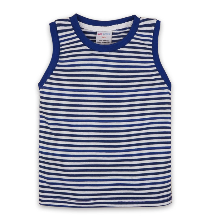 MINI CHARM KIDS SHORT & SANDO STRIPES BLUE 7-8Y