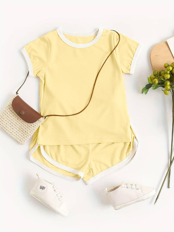 MINI CHARM KIDS SHORT & SHIRT LITE YELLOW 4Y
