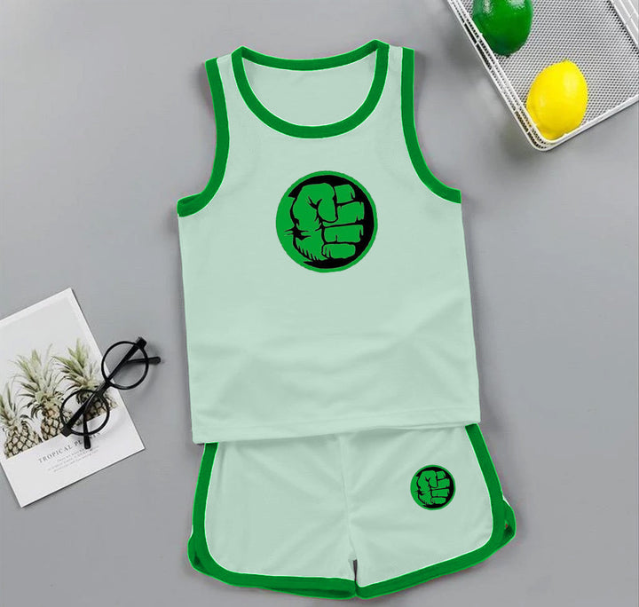 MINI CHARM KIDS SHORT AND SANDO SET HULK GREEN 3-4 Y