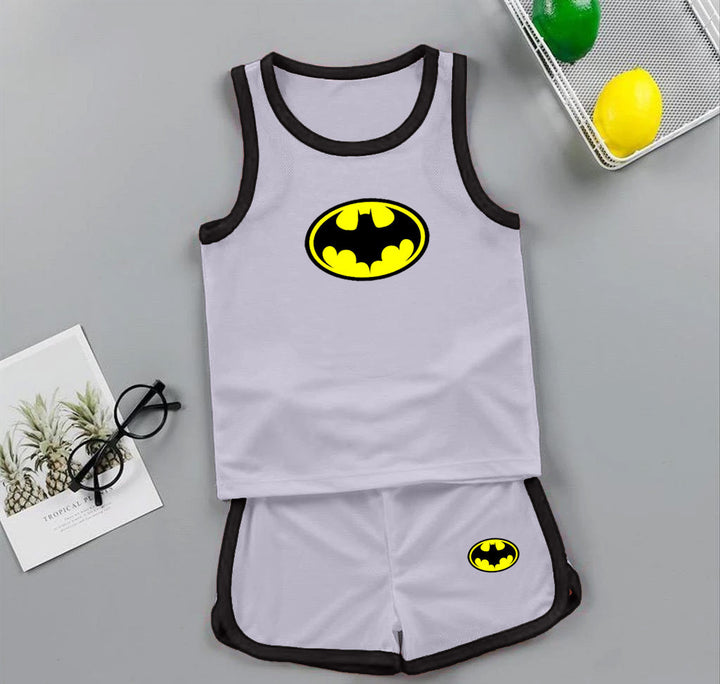 MINI CHARM KIDS SHORT AND SANDO SET BATMAN GREY 3-4 Y