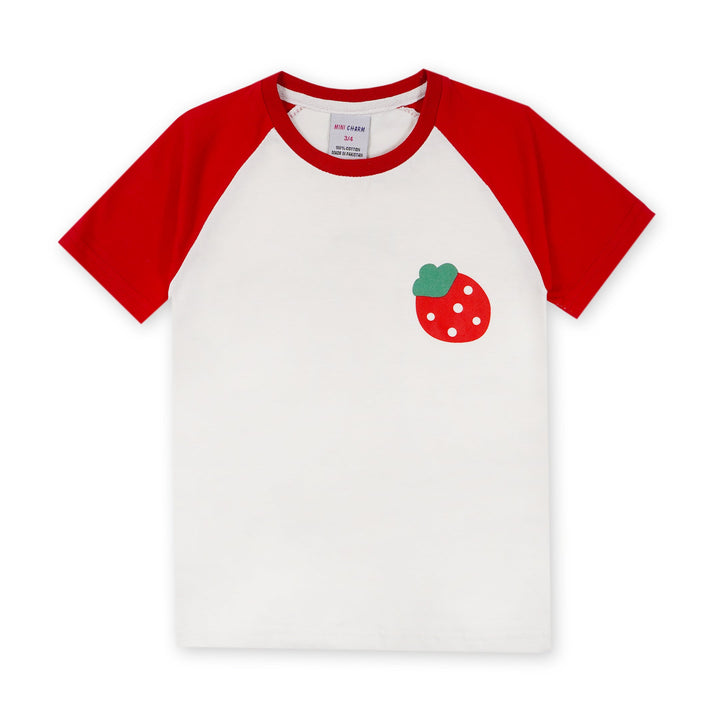 MINI CHARM KIDS SHORT & SHIRT STRAWBERRY RED 7-8Y