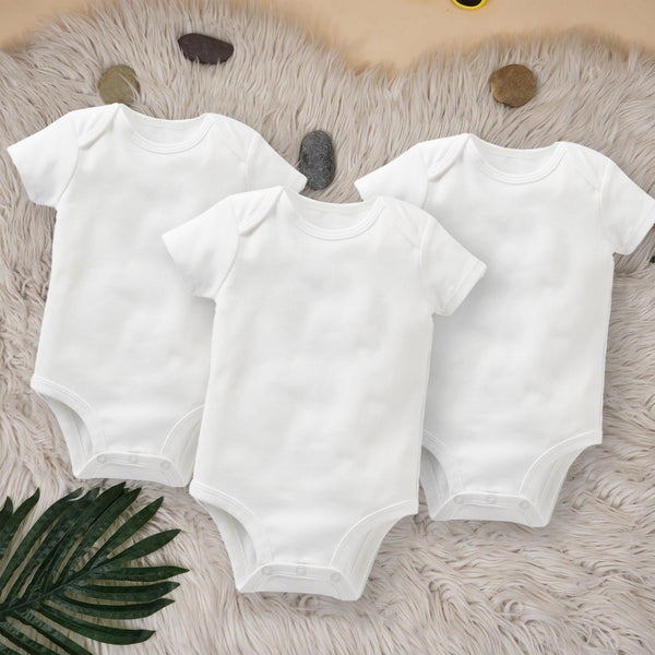 MINI CHARM KIDS BODY SUIT SHORT SLEEVE PACK OF 3 PLAN WHITE 2-3Y 30