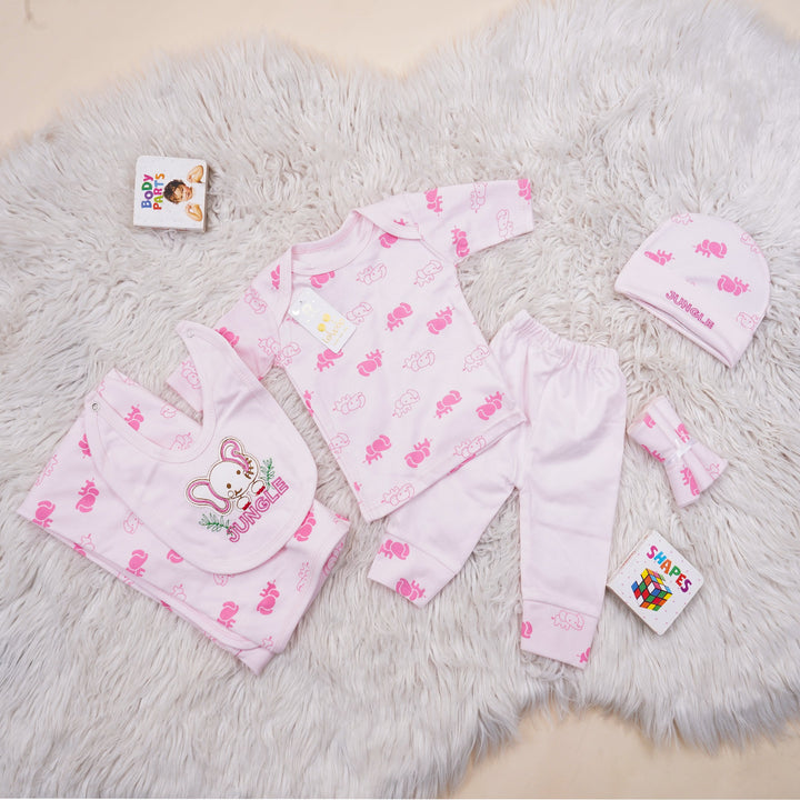 SUNSHINE BABY GIFT SET PACK OF 9 ELEPHANT JUNGLE PINK NB