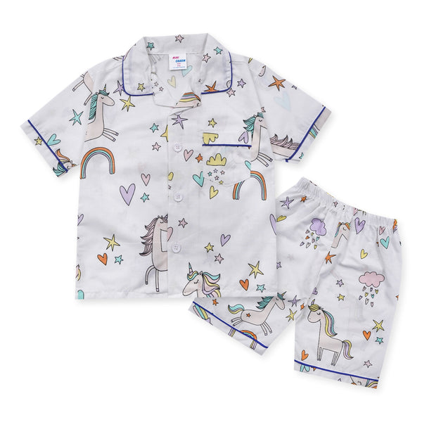 MINI CHARM KIDS NIGHT SUIT UNICORN WHITE 7-8Y