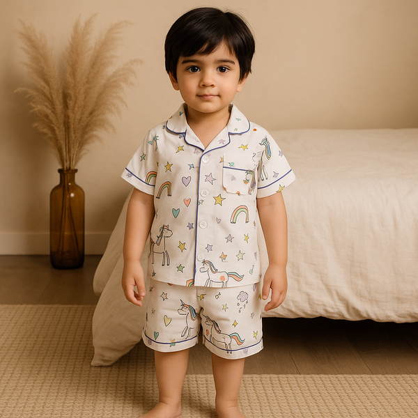 Kids Night Suit Unicorn White - Mini Charm