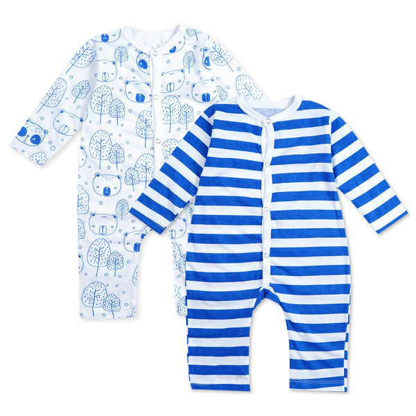 MINI CHARM KIDS ROMPER BEAR AND LEAF PACK OF 2 BLUE 18-24 M