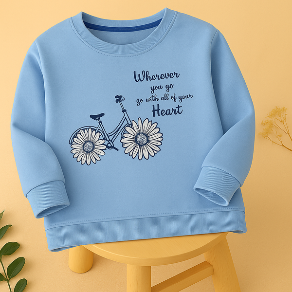 Kids Printed Sweatshirt Cycle Light Blue - Mini Charm