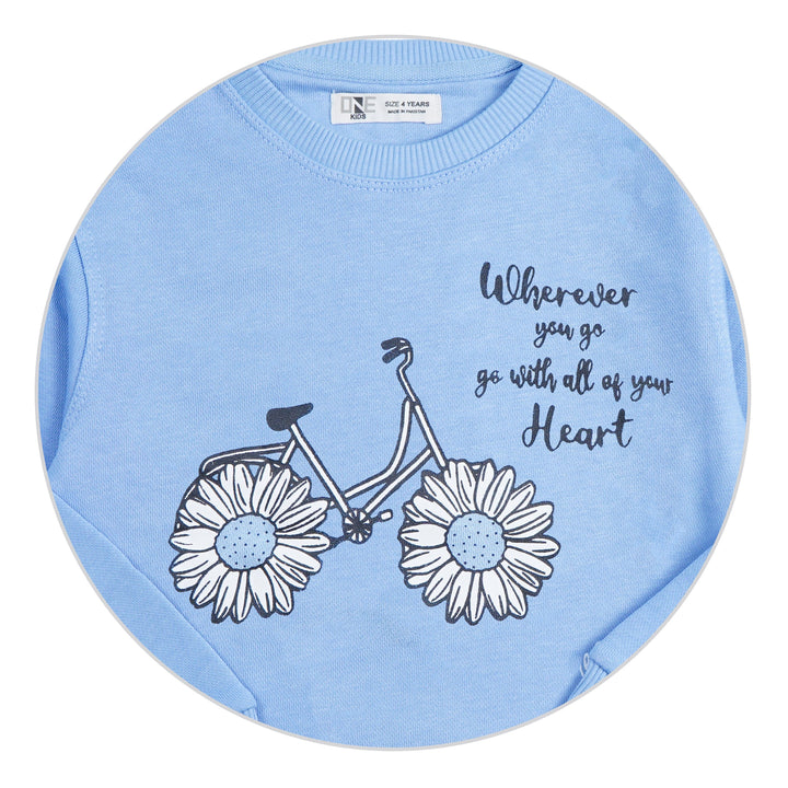 MINI CHARM KIDS PRINTED SWEATSHIRT CYCLE LIGHT BLUE 9-10Y