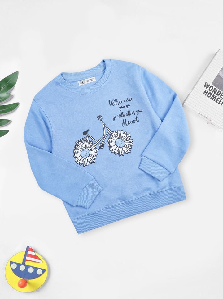 MINI CHARM KIDS PRINTED SWEATSHIRT CYCLE LIGHT BLUE 9-10Y