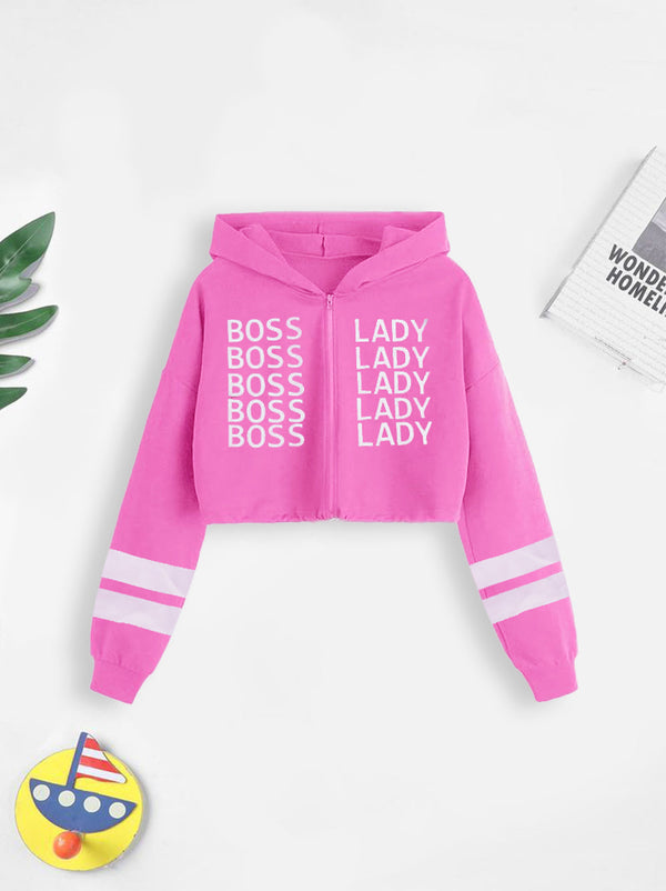 MINI CHARM KIDS PRINTED HOODIE BOSS LADY PINK 11-12Y