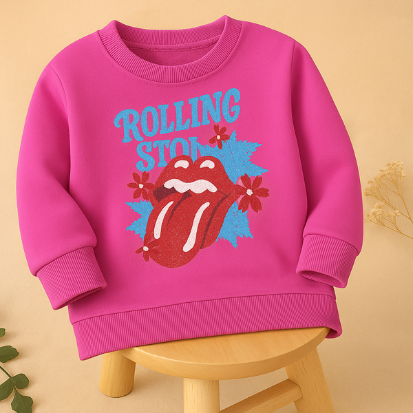 Kids Printed Sweatshirt Rolling Stones Pink - Mini Charm