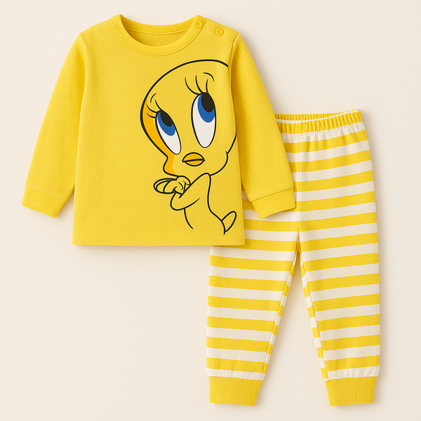 Kids Full-Sleeves Pajama Set Tweety Yellow - Mini Charm