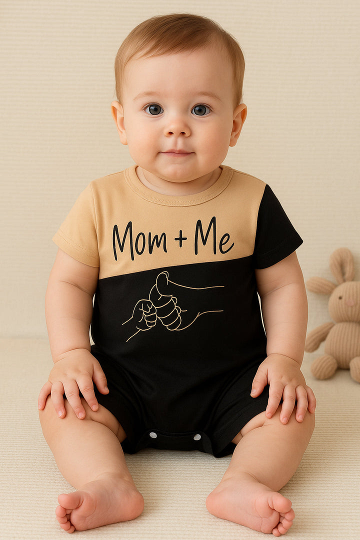 MINI CHARM BABY COTTON ROMPER MOM+ME BROWN AND BLACK 18-24M