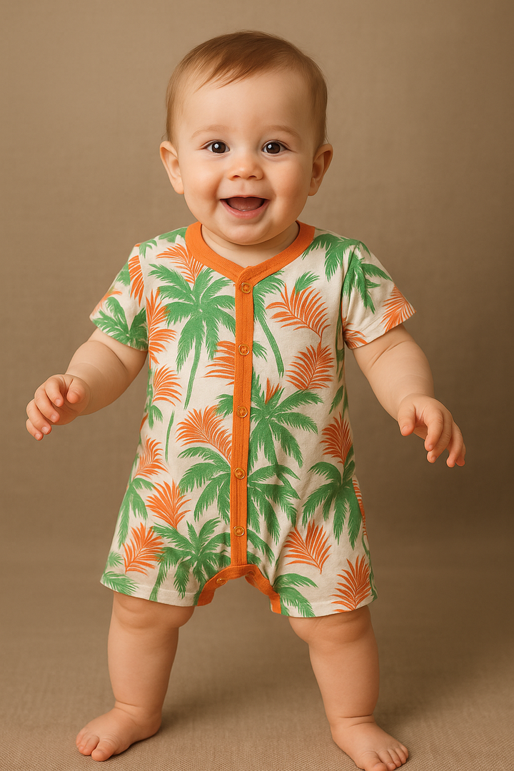 BABY SHORT-BODY COTTON ROMPER JUNGLE OFF WHITE MINI CHARM (2-3 Y)