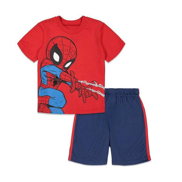 MINI CHARM KIDS COTTON SHORT & SHIRT SET SPIDERMAN RED - (WC) 4Y