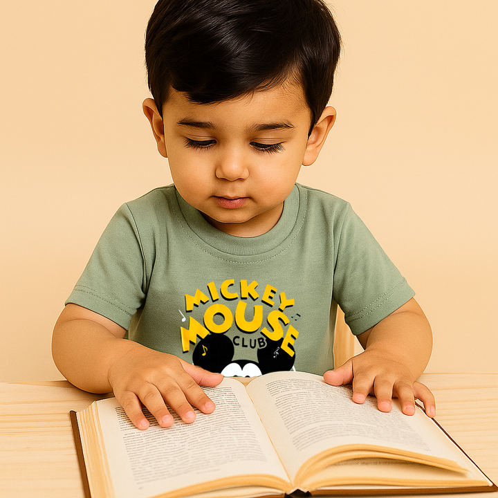 MINI CHARM KIDS SHORT SET MICKEY OLIVE GREEN 4Y