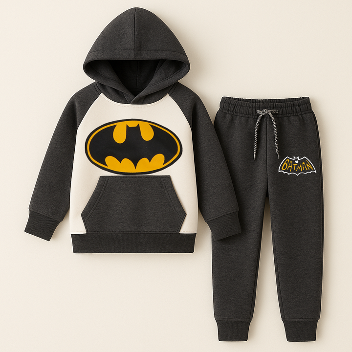 MINI CHARM KIDS FLEECE HOODED TRACKSUIT BATMAN BLACK 9-10Y