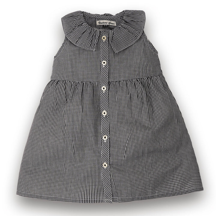 GIRLS FROCK SLEEVELESS CHECK BLACK 2-3Y