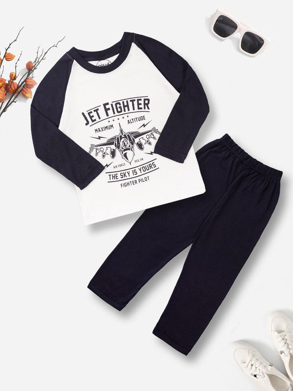 OOLAA KIDS PAJAMA SET JET FIGHTER NAVY BLUE(7-8)Y