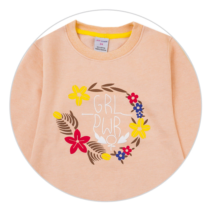 MINI CHARM GIRLS SWEAT SHIRT GIRL POWER PEACH 7-8Y