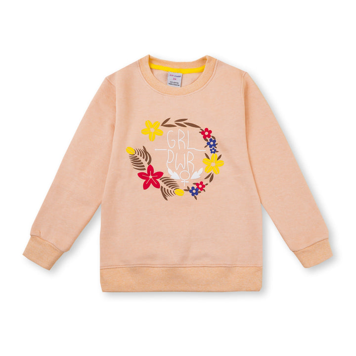 MINI CHARM GIRLS SWEAT SHIRT GIRL POWER PEACH 7-8Y