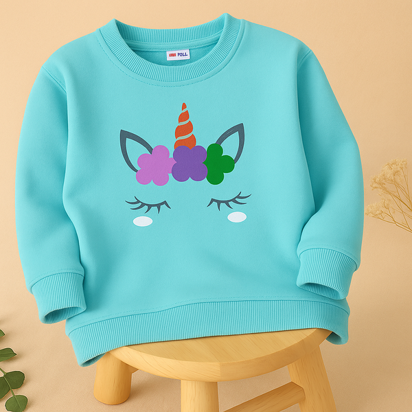 Kids Printed Sweatshirt Unicorn Sea Green - Mini Charm