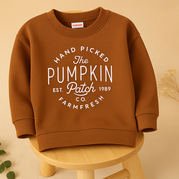 Kids Printed Sweatshirt Pumpkin Brown - Mini Charm