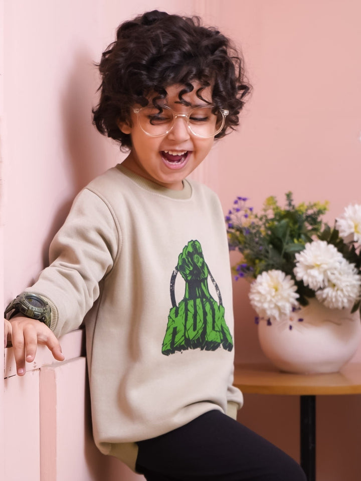 MINI CHARM KIDS SWEAT SHIRT HULK LIGHT GREEN 7-8Y