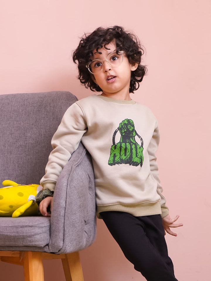 MINI CHARM KIDS SWEAT SHIRT HULK LIGHT GREEN 7-8Y