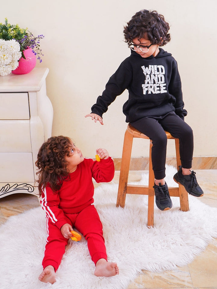 MINI CHARM KIDS HOODIE WILD AND FREE BLACK 7-8Y