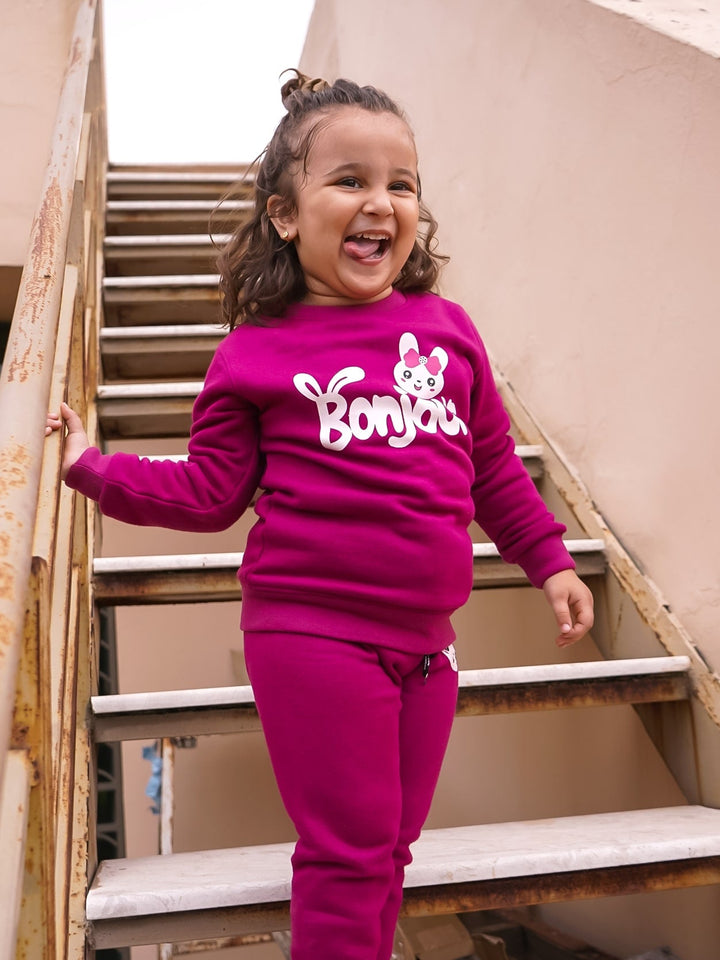 MINI CHARM GIRLS TRACKSUIT BONJOUR MAROON 7-8Y