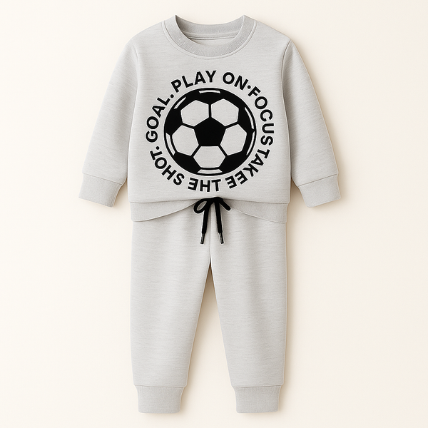 Kids Printed Tracksuit Football Grey - Mini Charm
