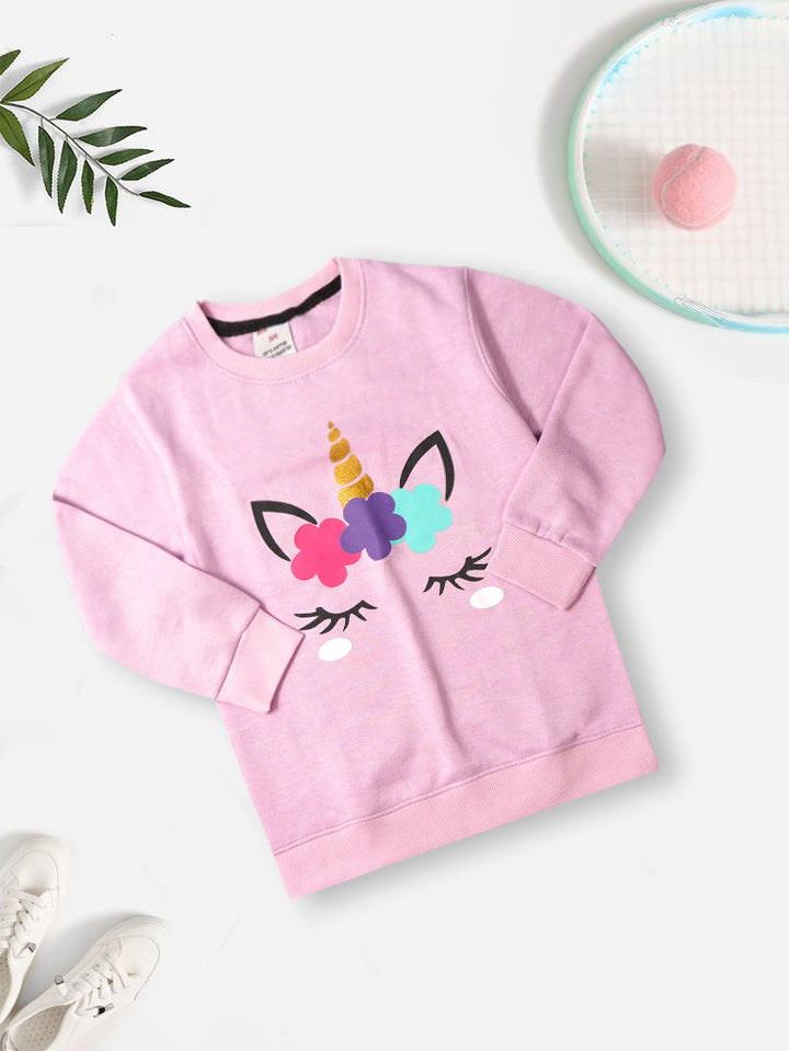 MINI CHARM KIDS PRINTED SWEAT SHIRT UNICORN LAVENDER 7-8Y